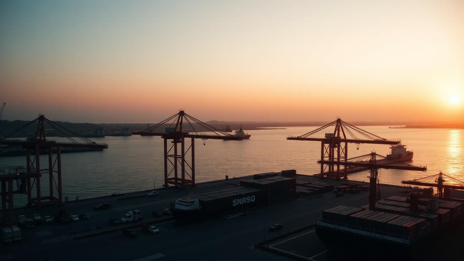 North African port at golden hour
